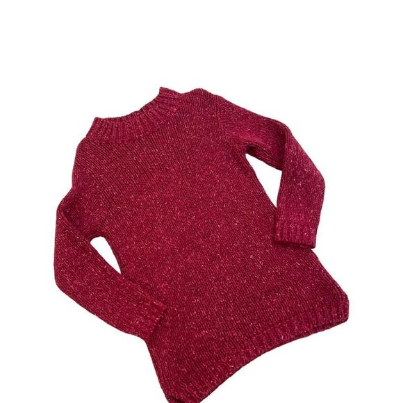 Nordstrom cranberry chunky knit mock neck sweater size xs - Picture 4 of 9